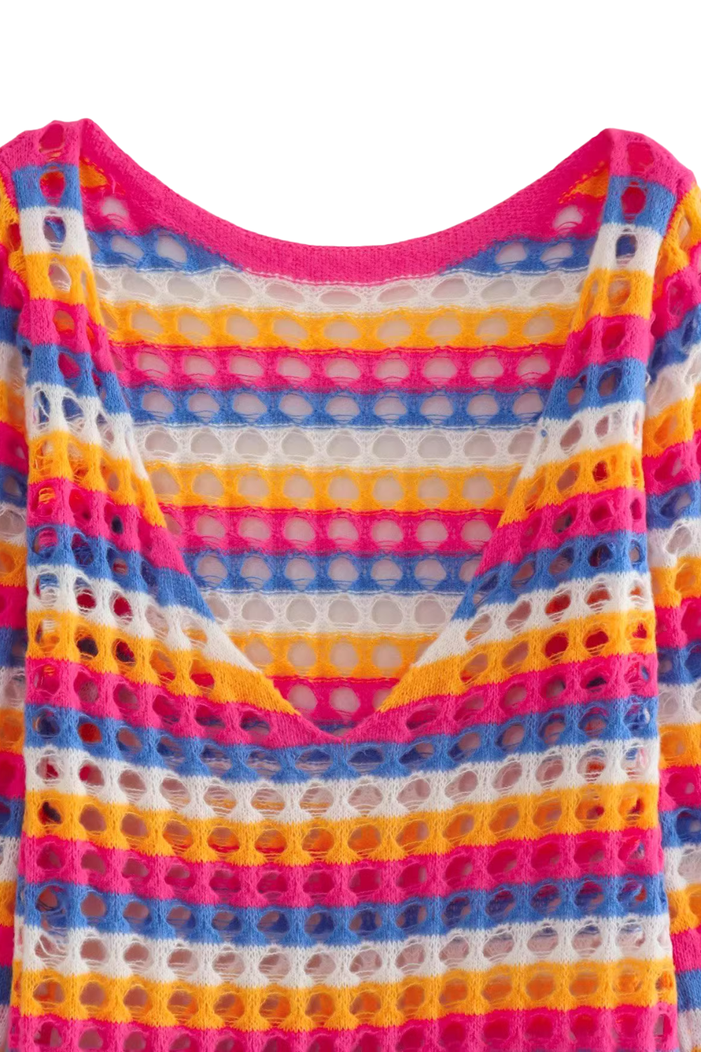 'Natalia' Crochet Stripe Long-Sleeved Dress