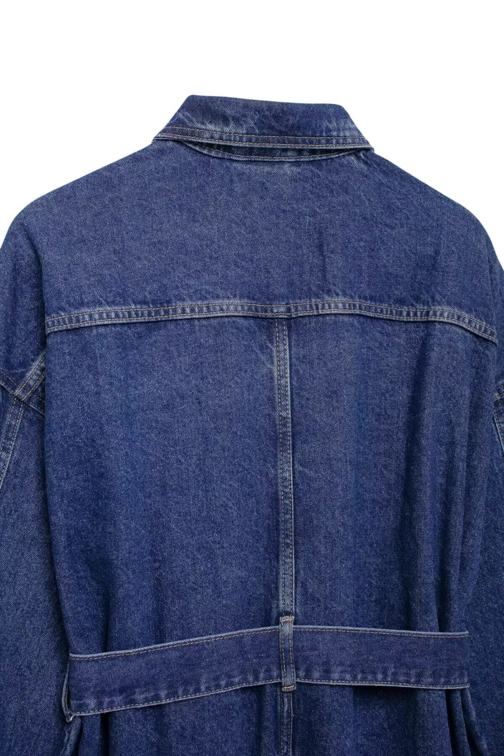 'Scarlett' Tie-Waist Collared Denim Jacket