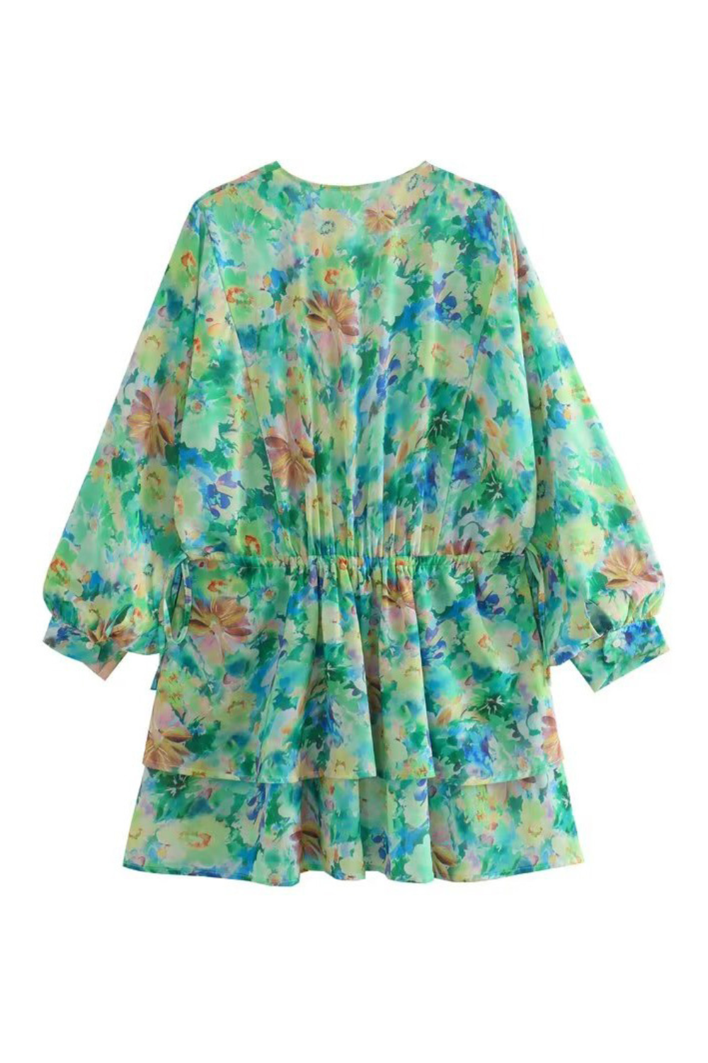 'Odelia' V-Neck Long Sleeve Floral Layer Dress (2 Colors)