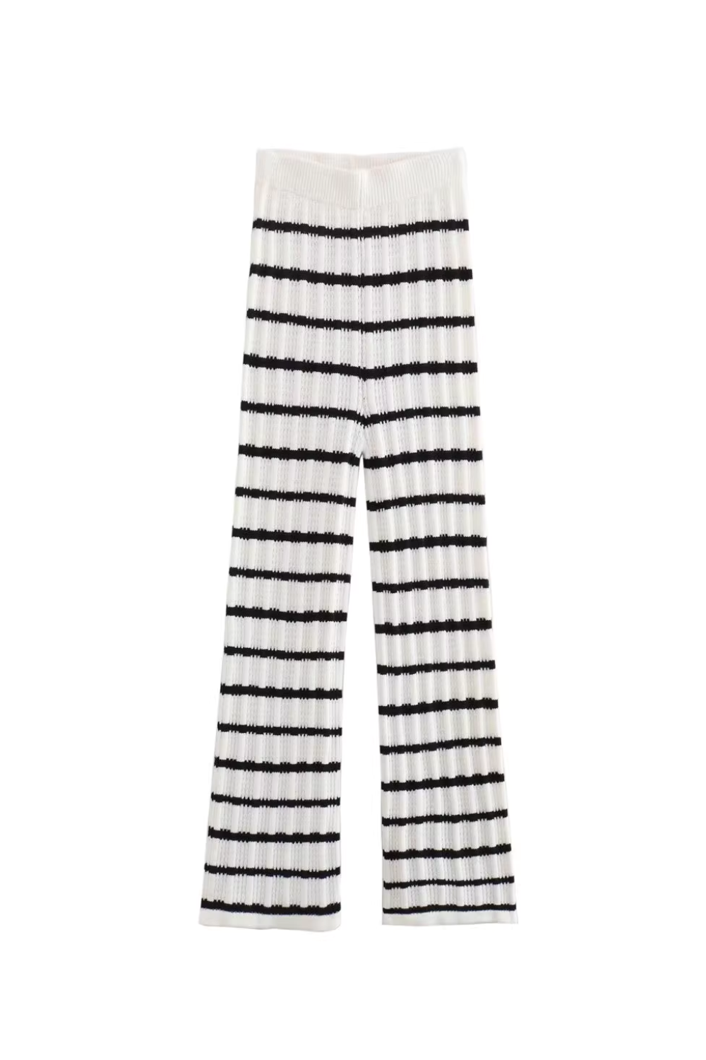 'Barbara' Striped Crochet Sleeveless Top & Straight Trouser