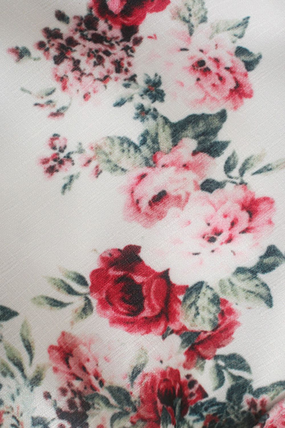 'Amelia' Ruffled Edge Printed V-Neck Mid-Length Waist-Cinching Slim Fit Floral Dress