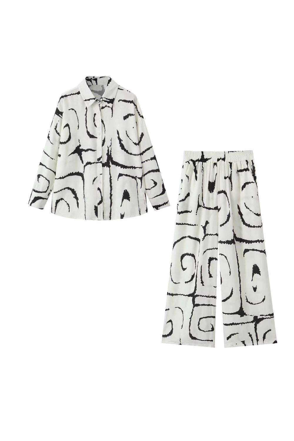 'Eliza' Geometric Pattern Print Shirt & Pants Set (Sold Separately)