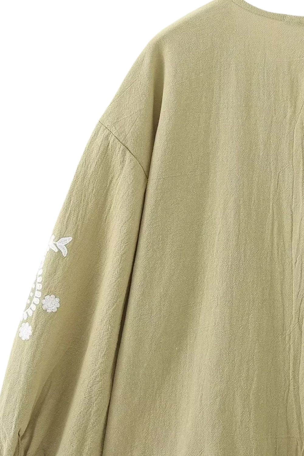 'Lily' V-Neck Embroidered Pullover Long Sleeve Shirt