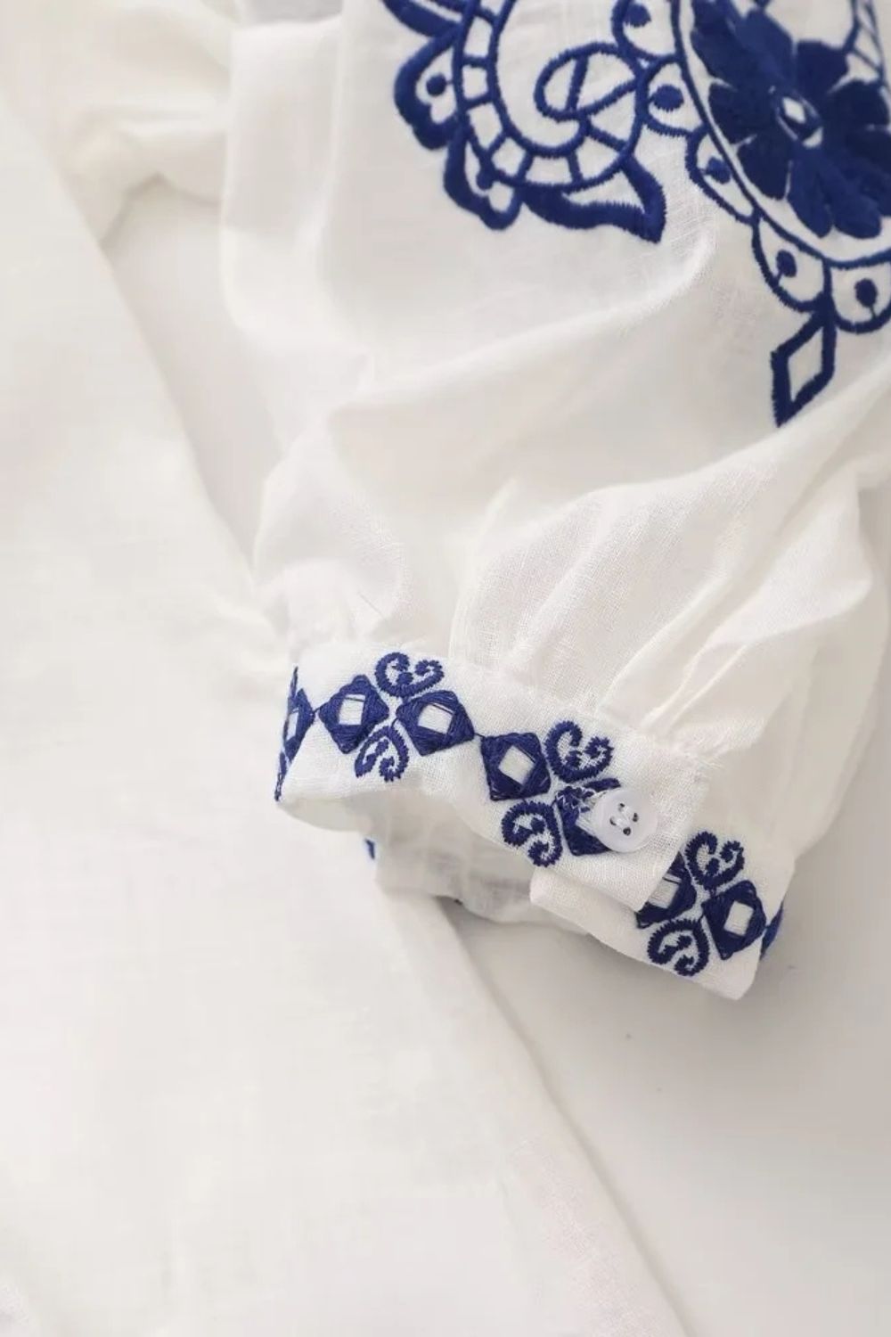 'Emily' V-neck Embroidered Casual Shirt Top