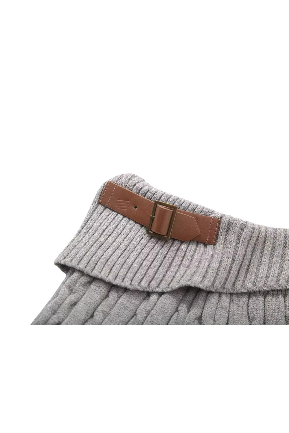 'Heather' Grey Twisted Knit Flap-Waist Pants