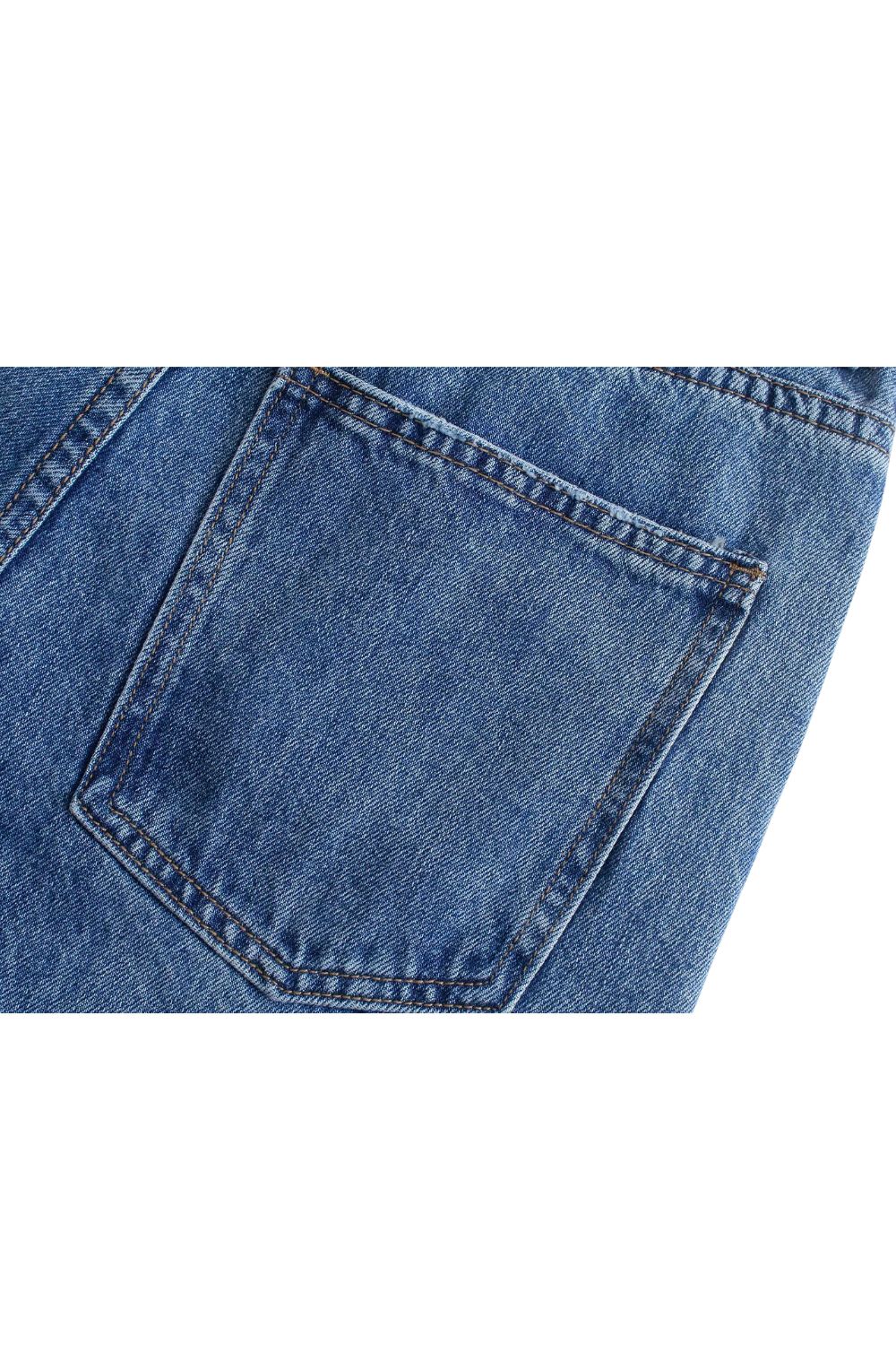 ‘Olesya’ High-Waisted Ripped Straight-Leg Jeans