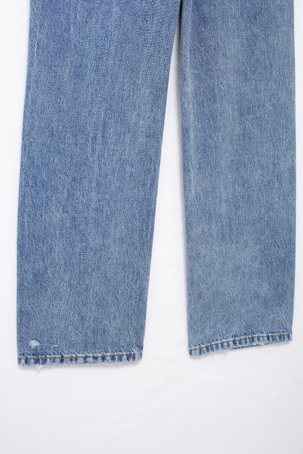 ‘Lillian’ Washed Ripped High-Waist Wide-Leg Jeans
