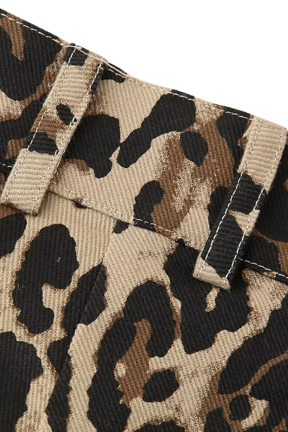 ‘Evelyn’ Vintage Leopard Print Straight-Leg Casual Shorts