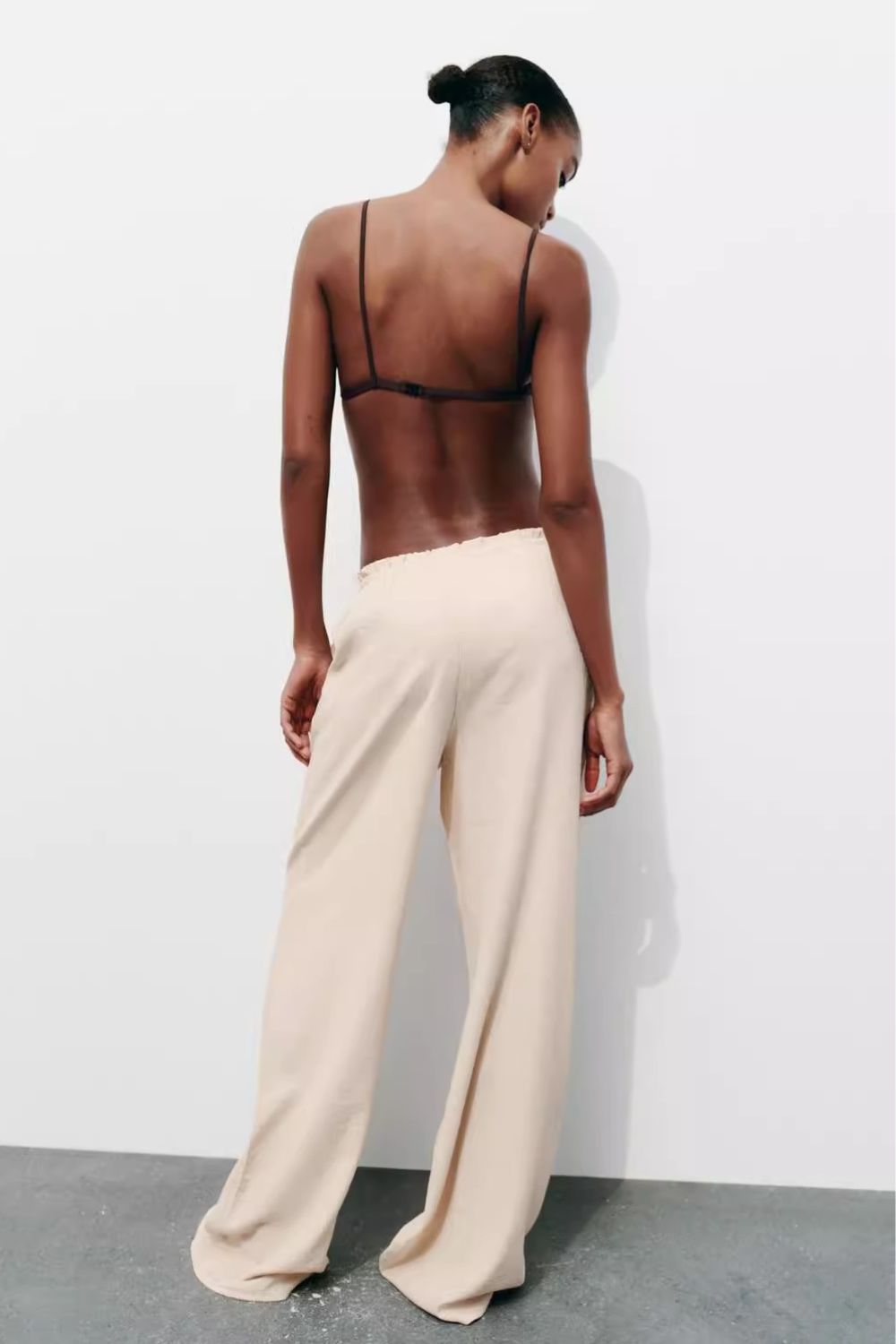 'Isabelle'Tie-waist Drawstring Textured Straight-leg Pants(3 colors)