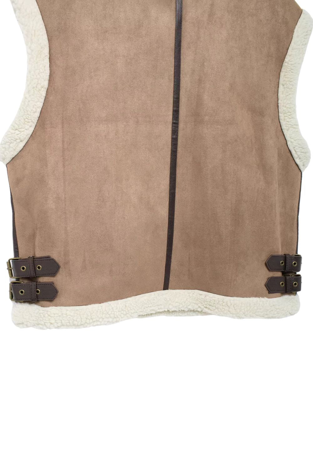 'Emery' Minimalist Collared Sleeveless Quilted Sherpa Vest