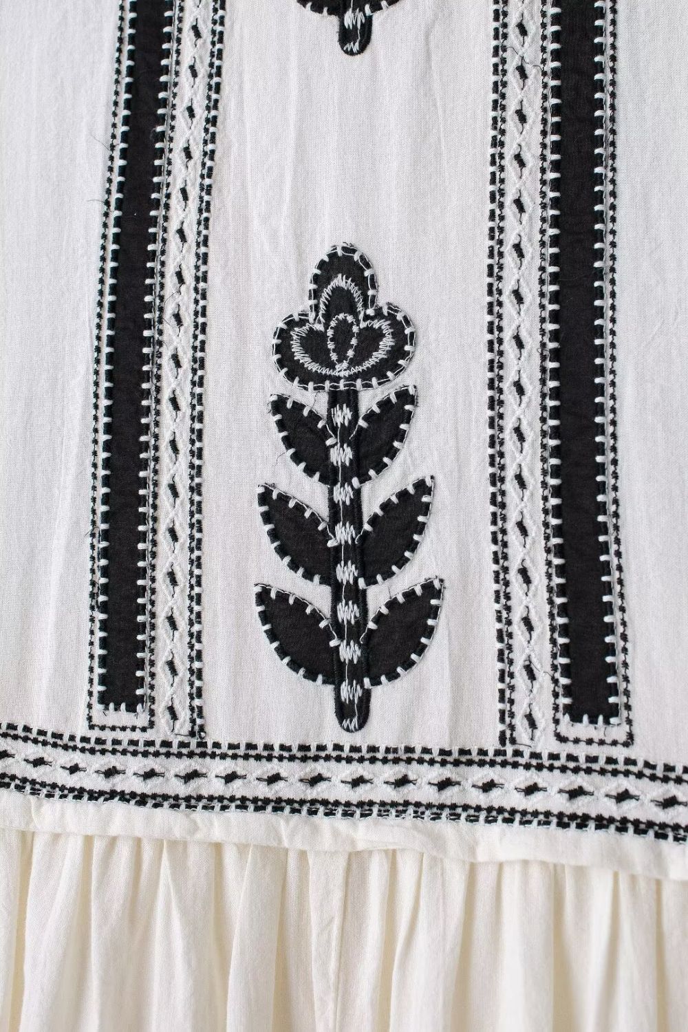 'Piper' V-Neck Minimalist Embroidered Midi Dress