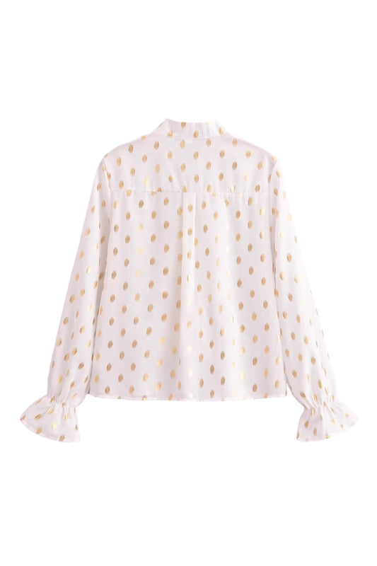 ' Amy'Gilded Dot Ruffle Long Sleeve Top