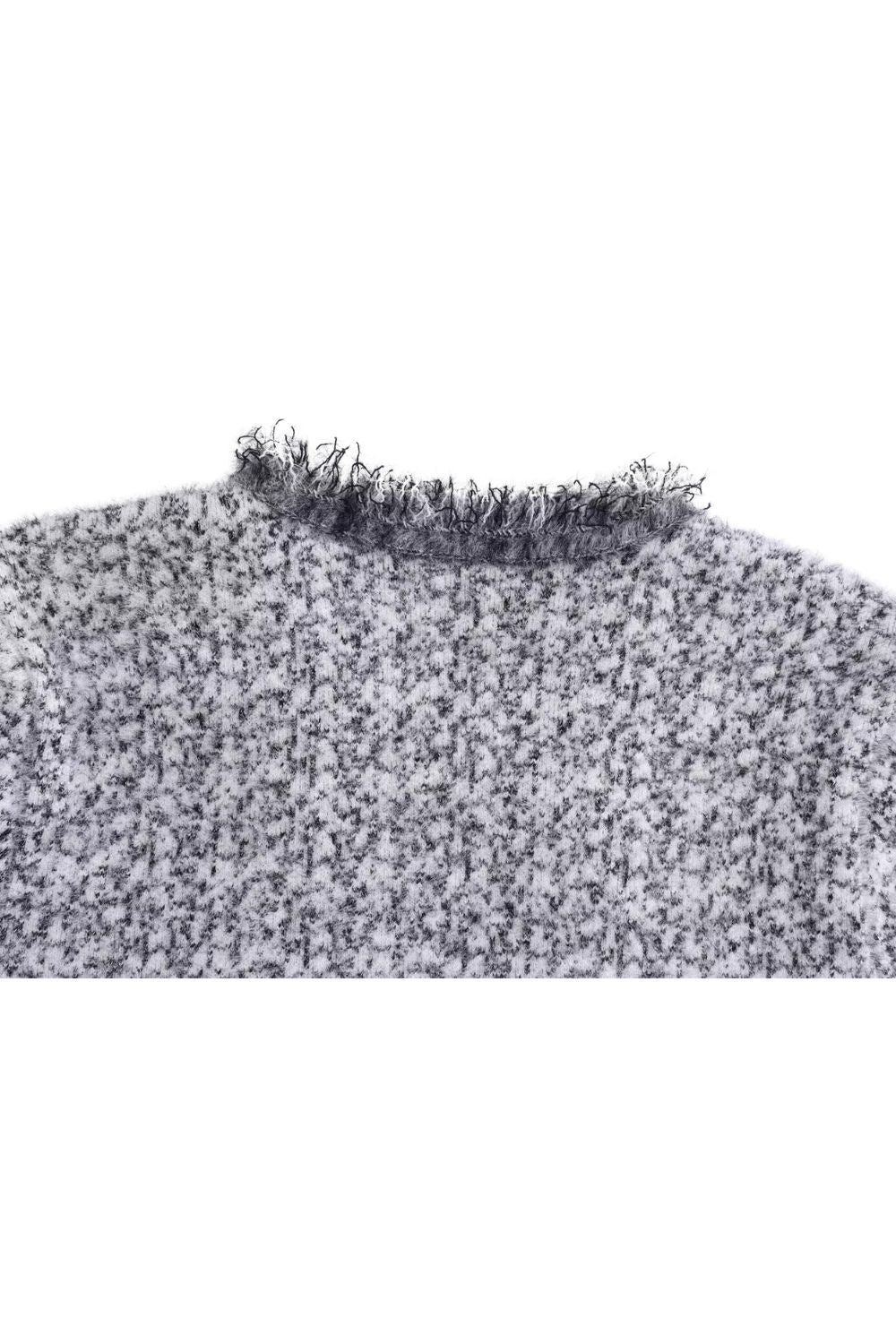 'Elisa' Heather Grey Faux Mink Round-Neck Cardigan