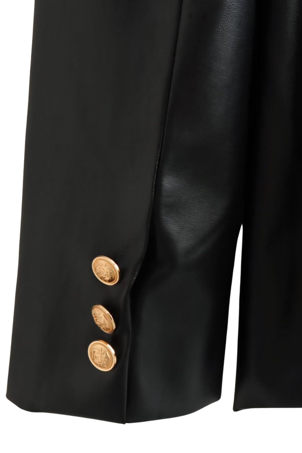 ‘Abigail’ Double-breasted Faux Leather Coat