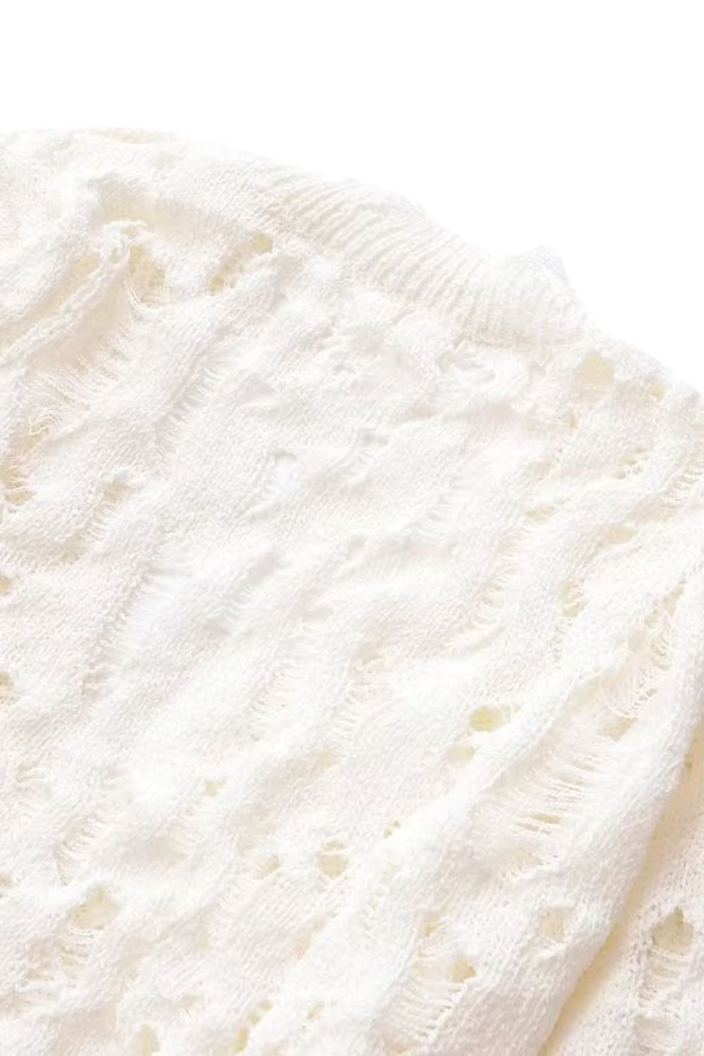 'Lily' Ripped-Detail Cropped Knit Jacket