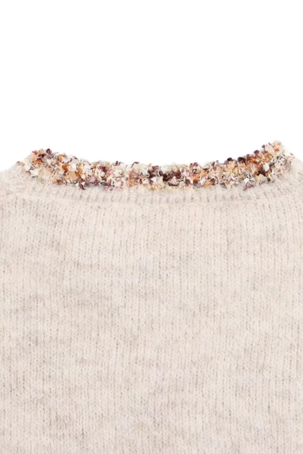 ' Georgia'Long Sleeve Lace-Trimmed Round Neck Knit (3 color)