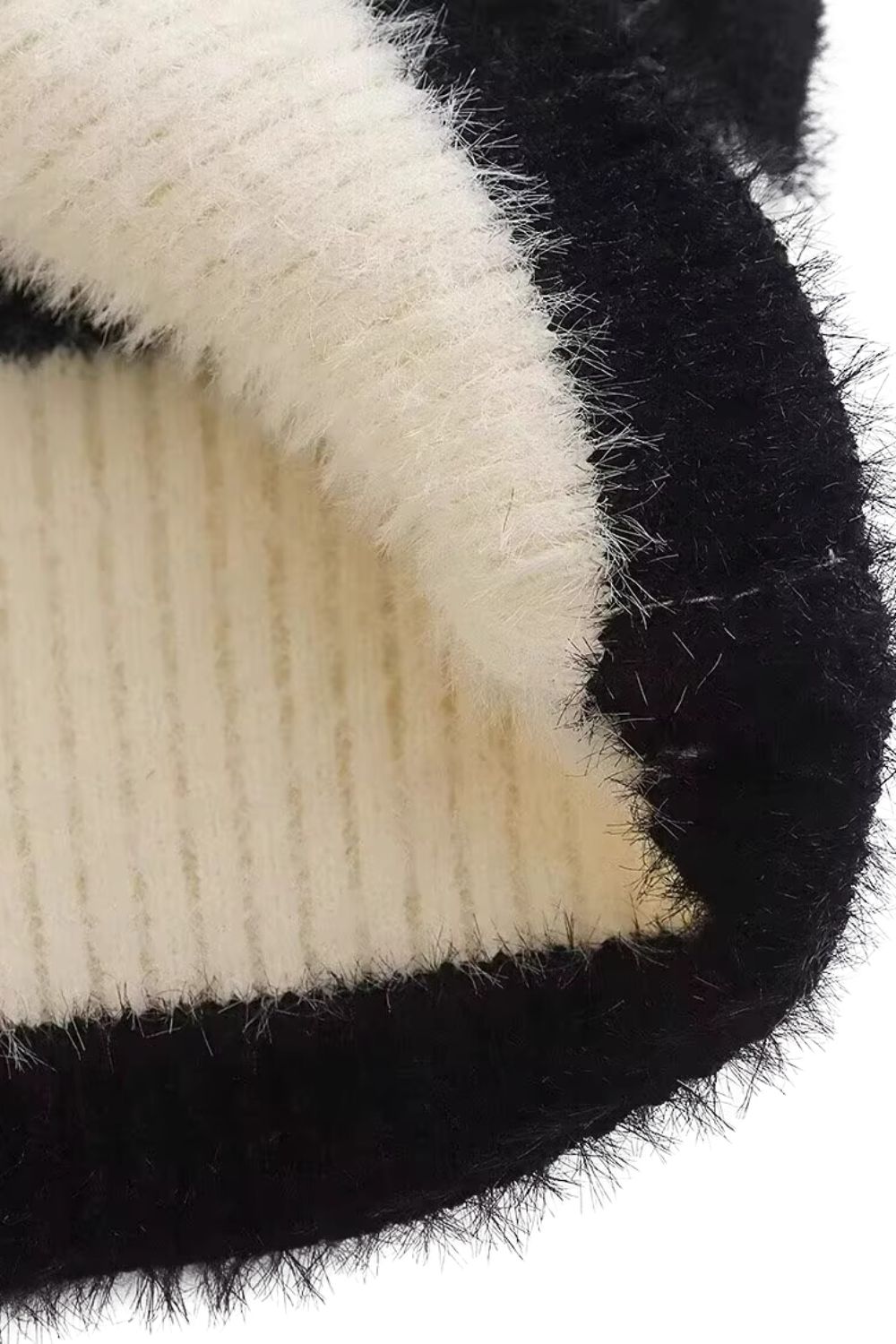 'Kate' Chic Solid Color Contrast Faux Fur Knit Coat