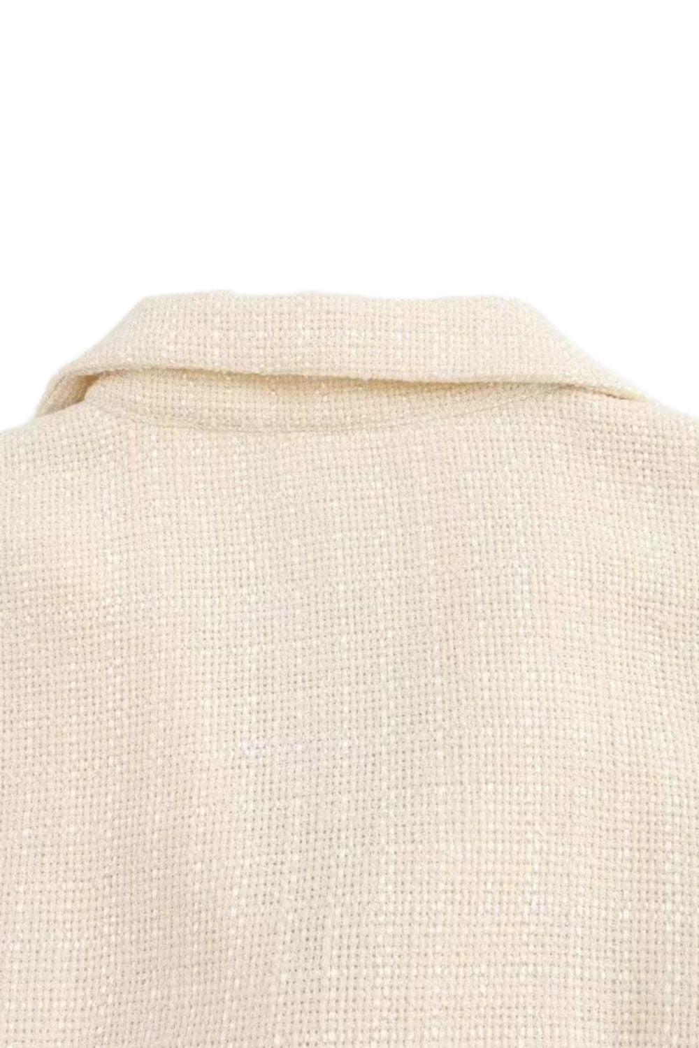 ‘Stella’ Blazer-Collar Pleated Dress