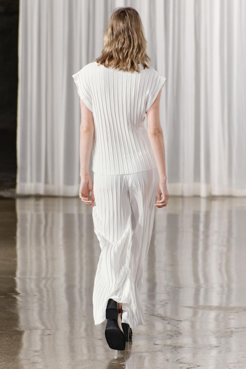 'Isabelle' Solid Pleats Casual Top & Pant (Sold Separately)