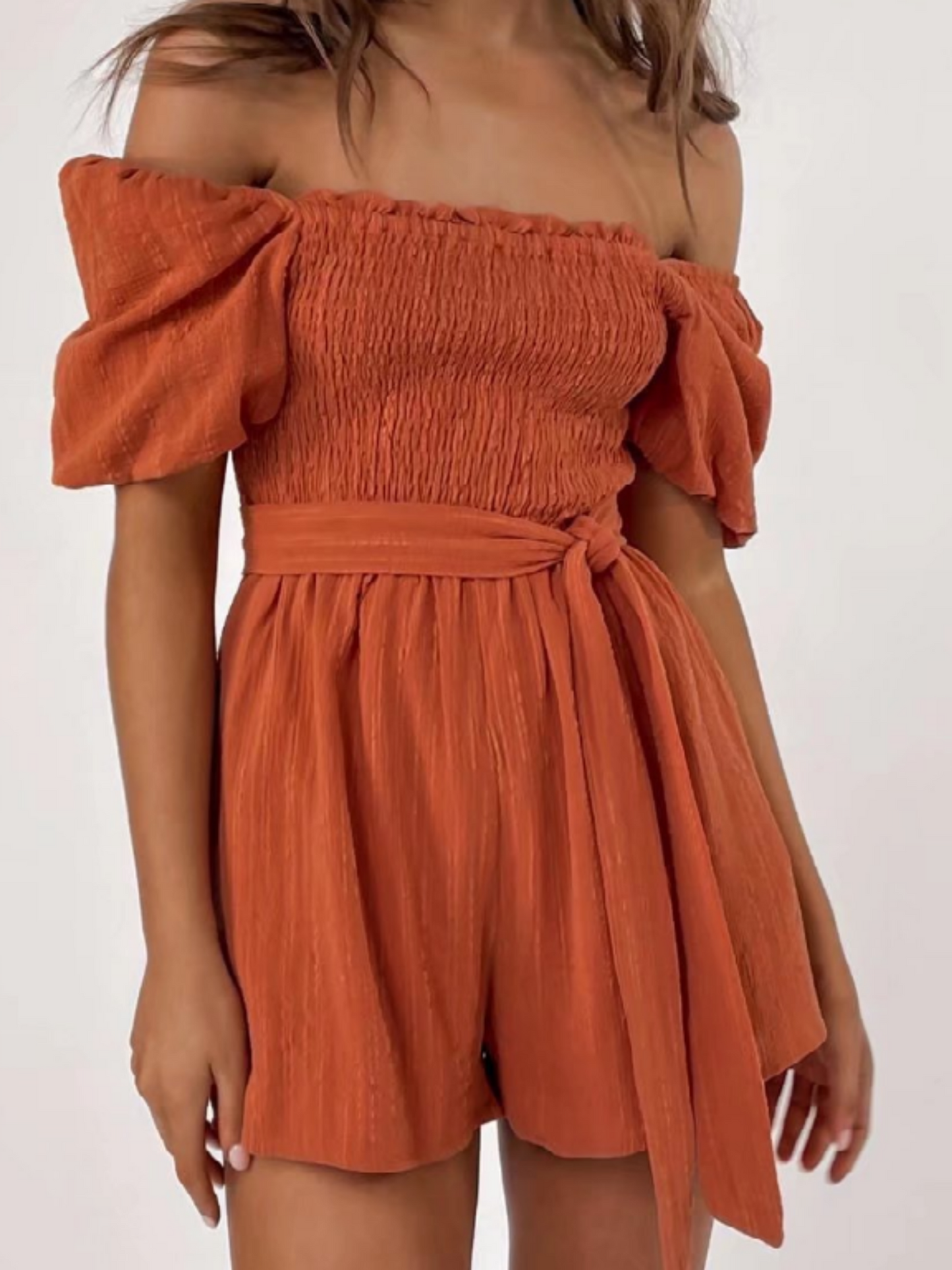 'Millie' Off Shoulder Ruched Romper