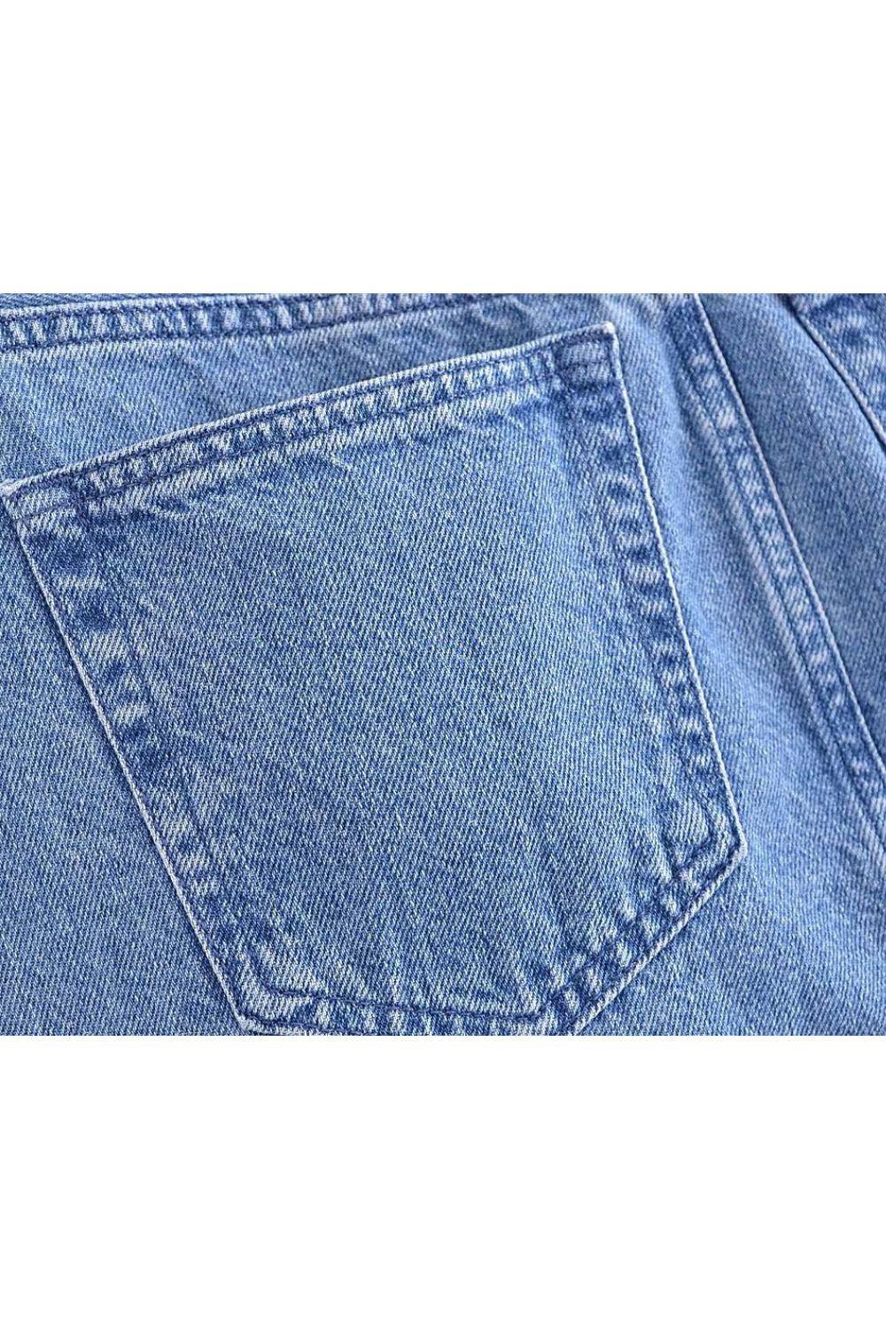 ‘Sophia’ V-neck Denim Vest & High-Waisted Skirt Set (Sold Seperately)