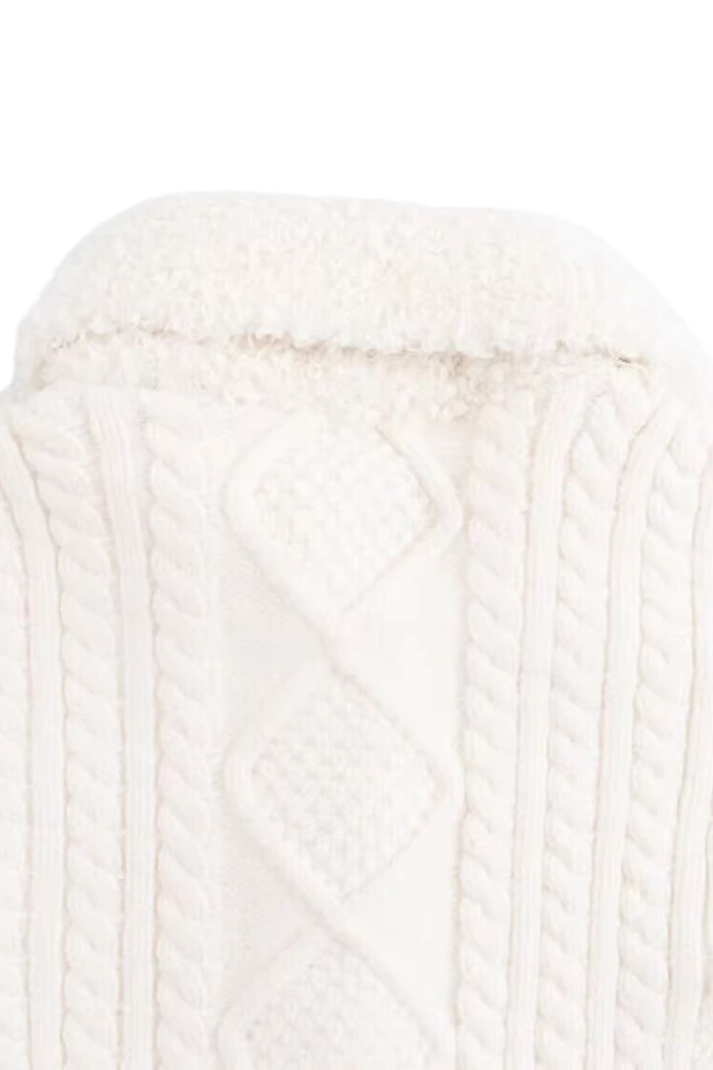 'Gail' Cashmere Cable-Knit Patchwork Pile Jacket