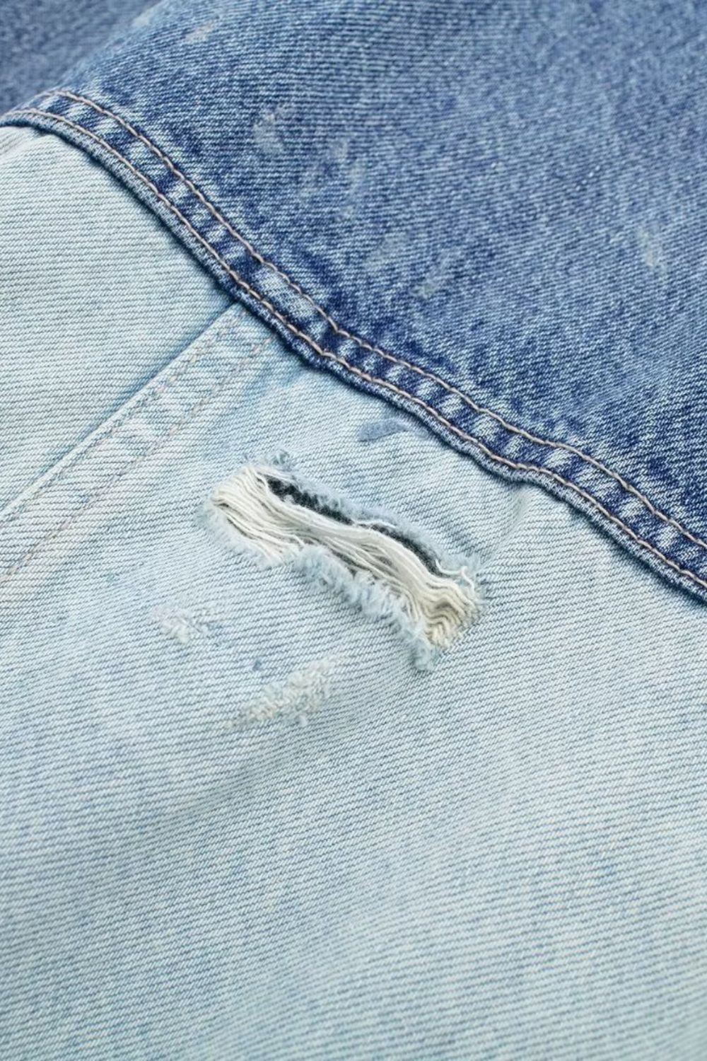 ' Julian' Long-Sleeve Collared Patchwork Denim Jacket