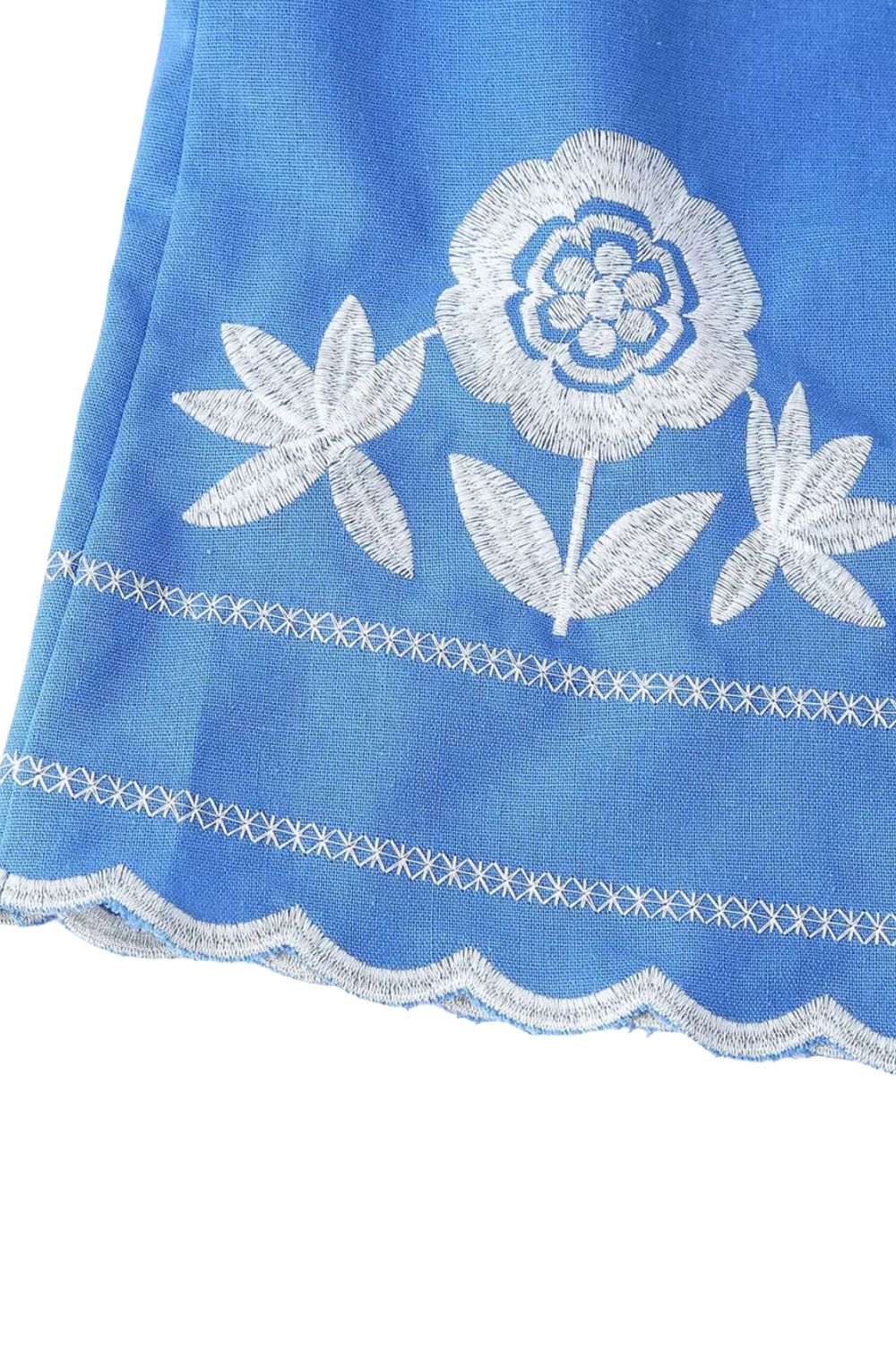 ‘Jenny’Embroidered Short-Sleeve Solid Color Dress