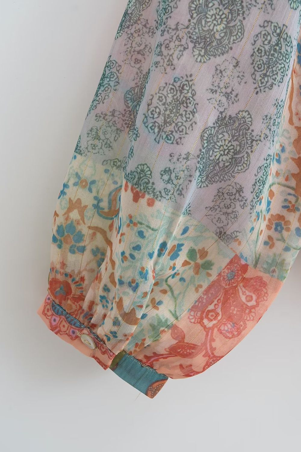 'Aria' V-Neck Long-Sleeve Patchworked Dress