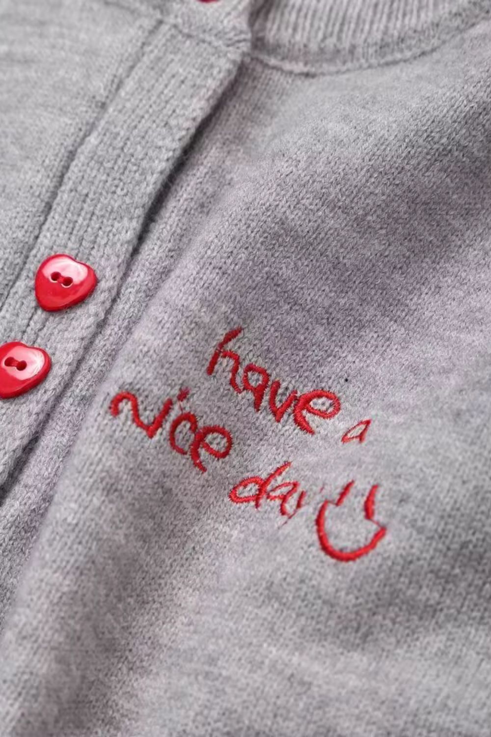 ' Violet ' Embroidered Lettering Long-Sleeve Open Cardigan