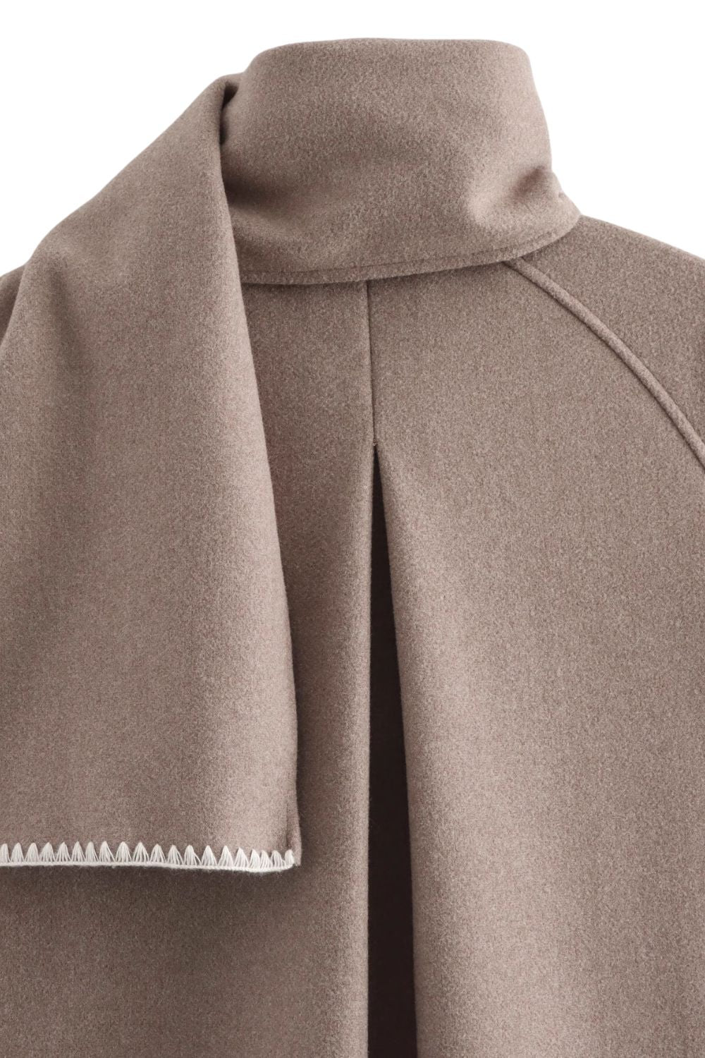 ' Daina' Buttoned Long-Sleeve Coat with Attached Scarf