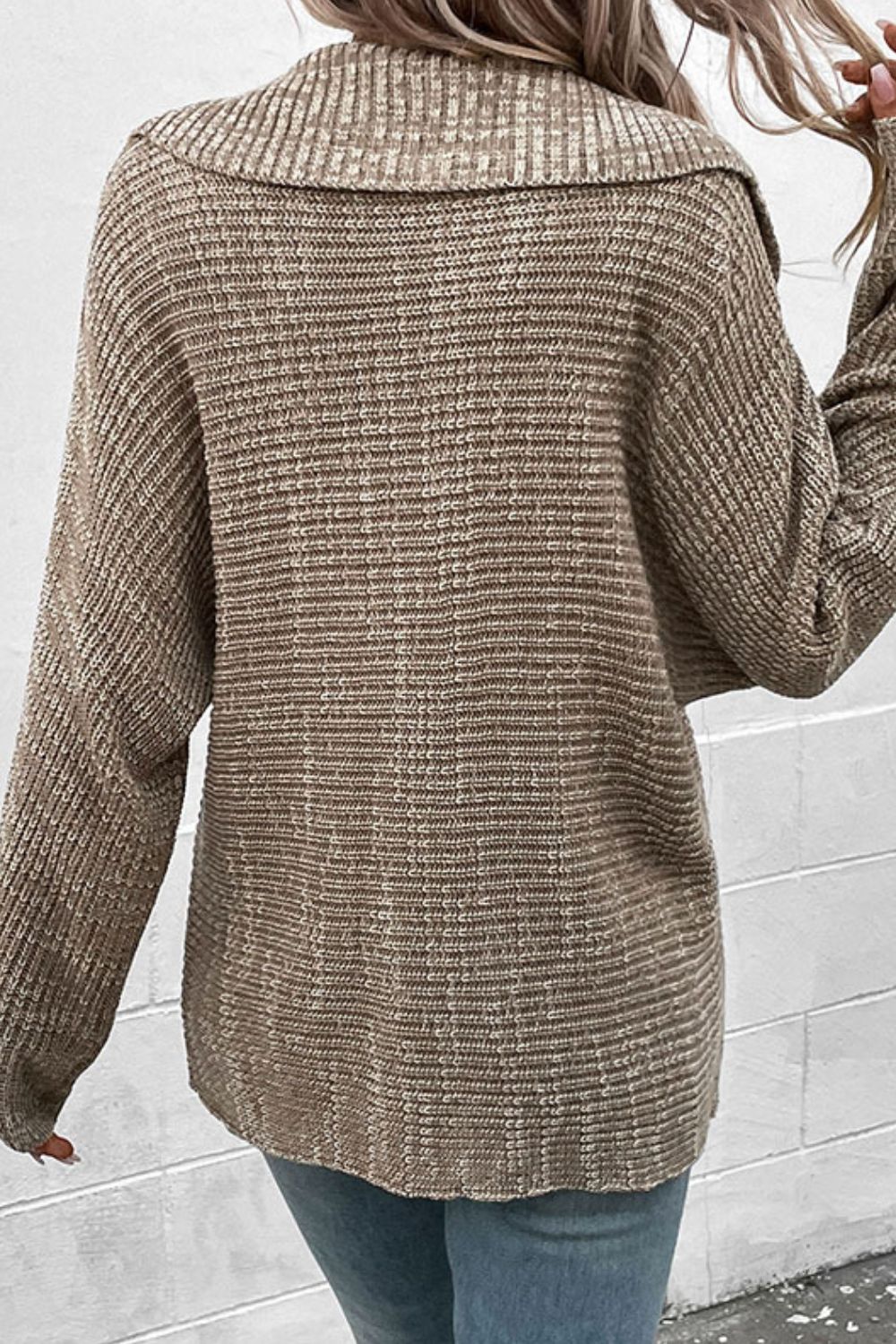 'Alice' Heathered Horizontal-Ribbing Pullover Sweater