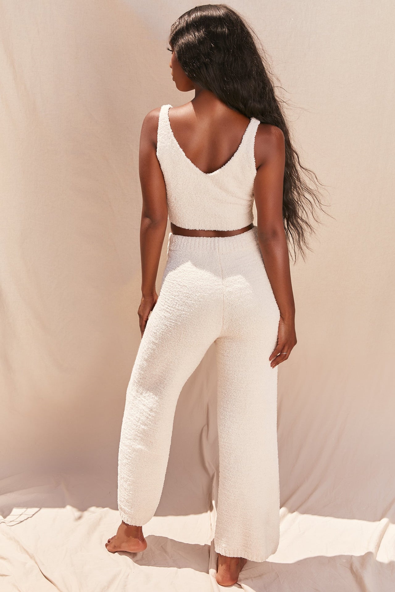 Fluffy Cropped Top & bottom set #000930