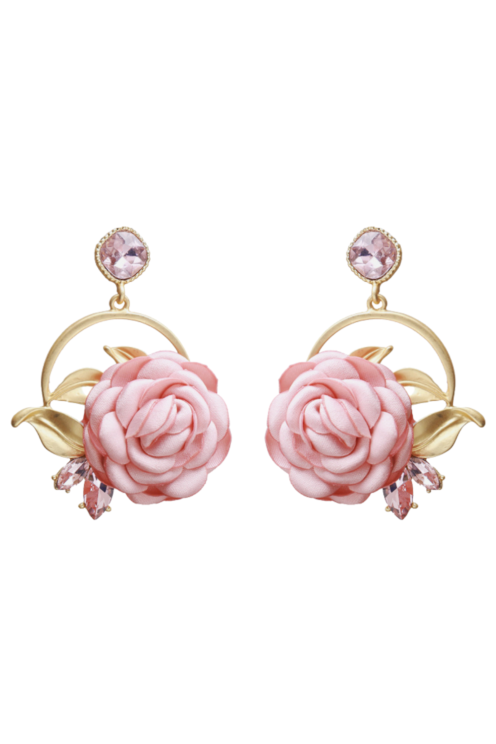 'Amelia' Pink Floral Drop Earrings