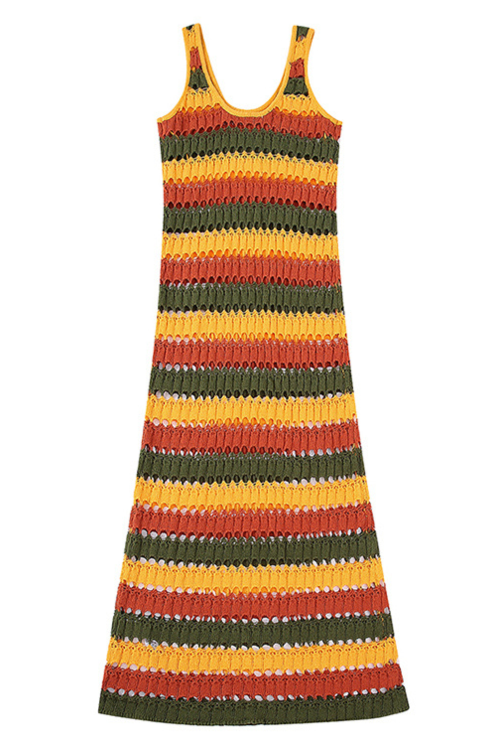 'Pia' Stripe Crochet Sleeveless Dress