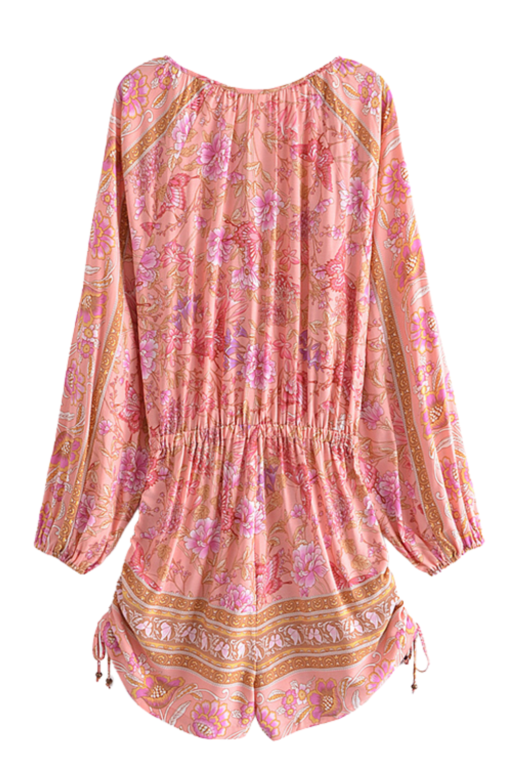 'Lorna' Floral Long Puff Sleeves Romper