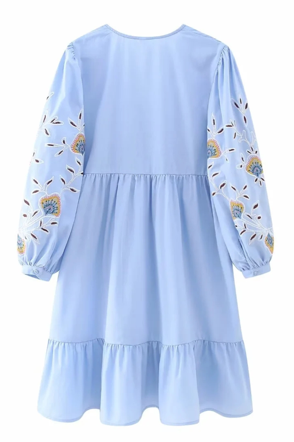 'Greta' V-Neck Embroidery Loose Dress