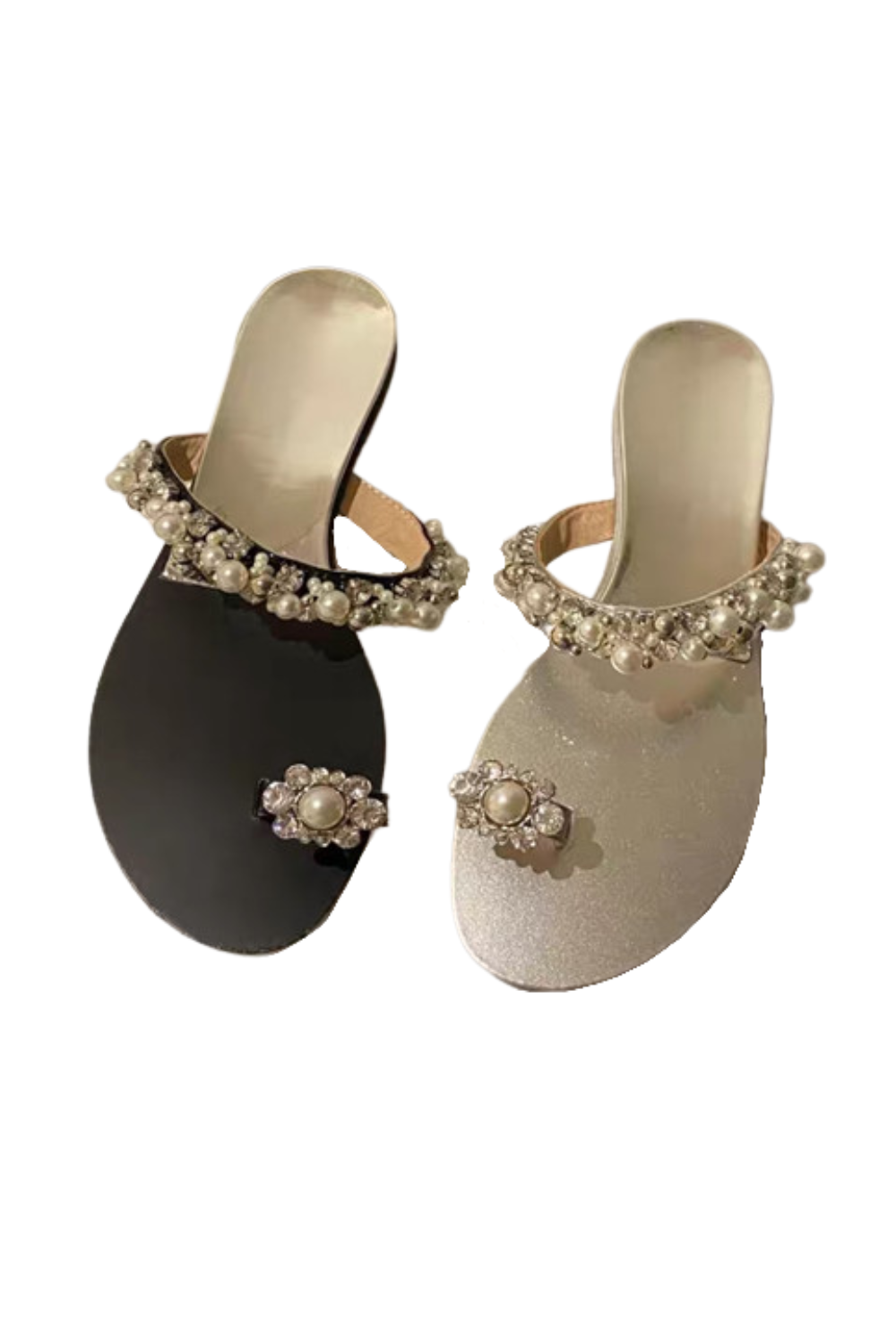 'Isabella' Rhinestones Open-Toe Flat Sandals (3 Colors)