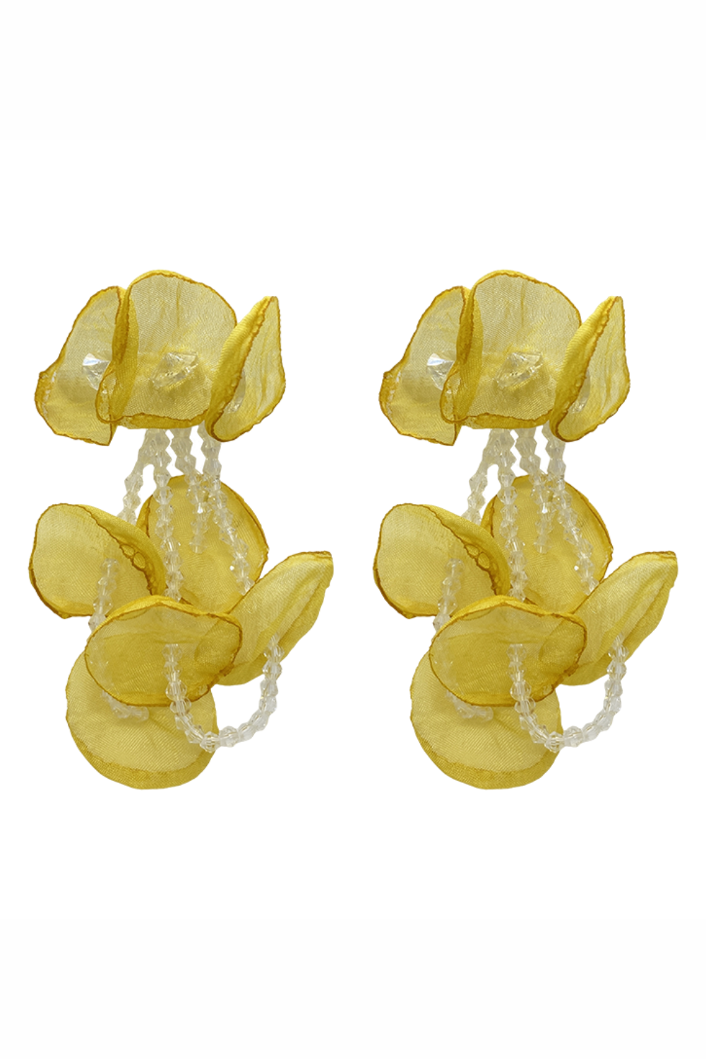 'Lorena' Flower Petals Beaded Drop Earrings