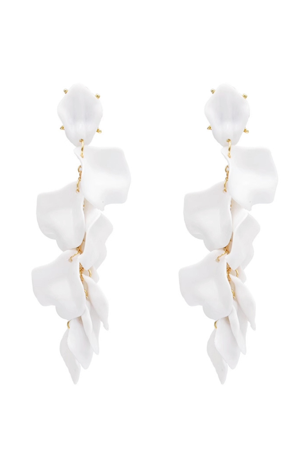 'Antonia' White Pearl Petal Drop Earrings