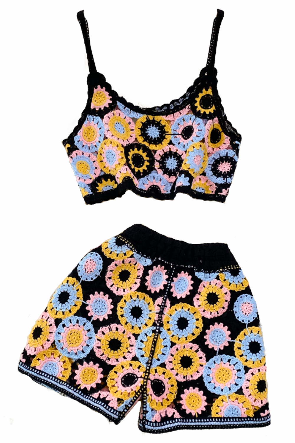 'Valencia' Crochet Crop Top & High Waist Shorts Set (3 Colors)