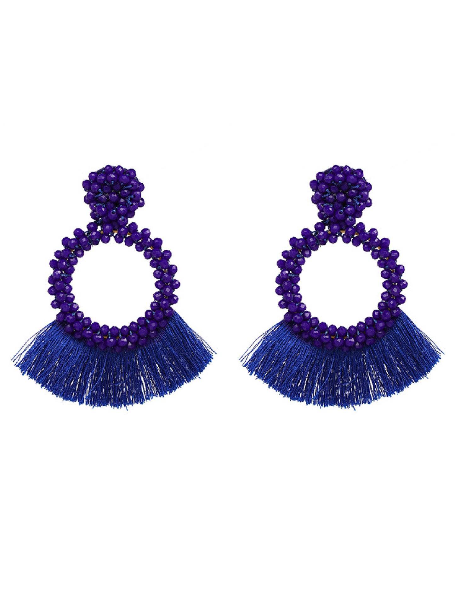 'Carras' Beaded Tassels Drop Earrings (5 Colors)