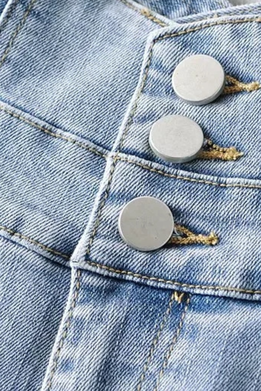 'Naomi' Three-Buttoned Denim Straight Jeans (2 Colors)