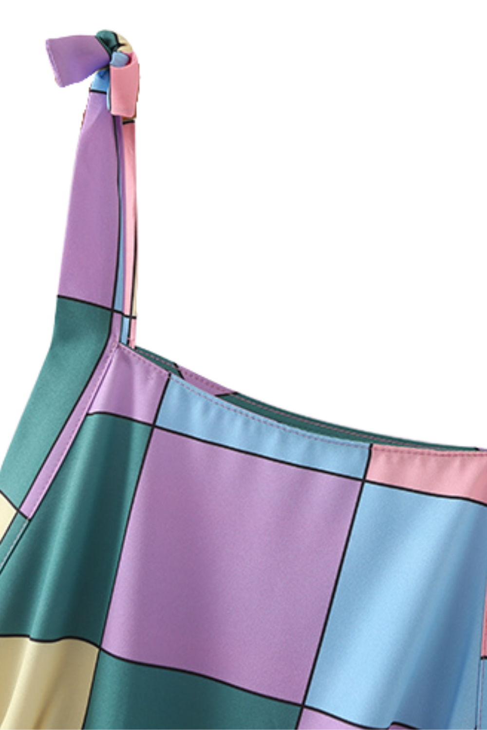 'Ingrid' Sleeveless Color Block Square-Neck Dress