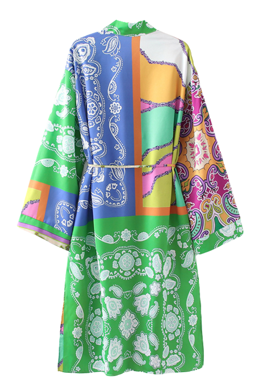 'Hilda' Paisley Stand Collar Open Front Kimono