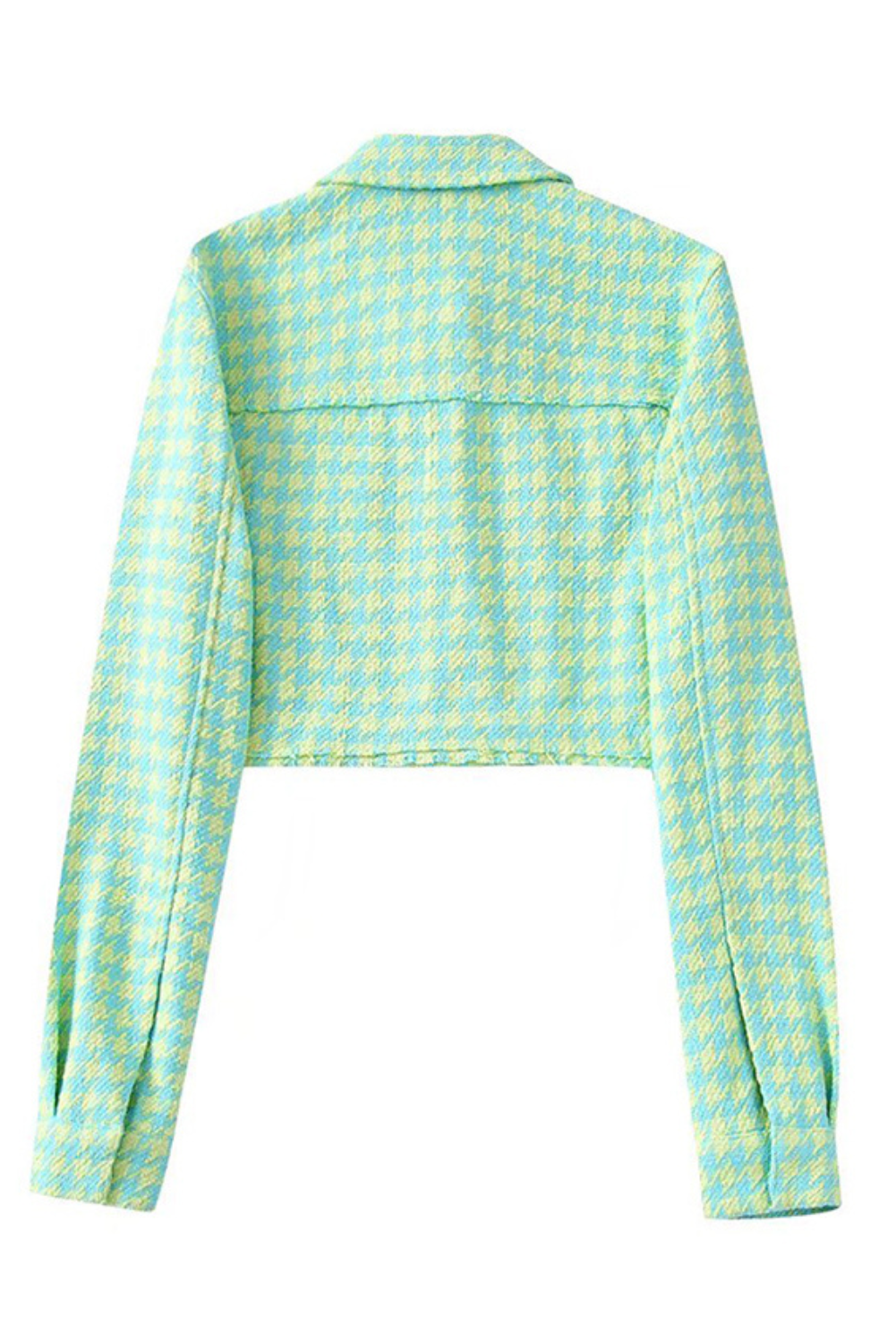 'Whitley' Houndstooth Pattern Collared Crop Jacket