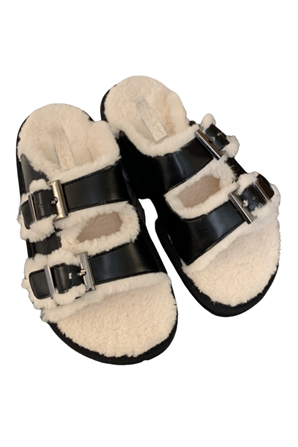 'Dulce' Belt Buckle Fleece Sandals (3 Colors)