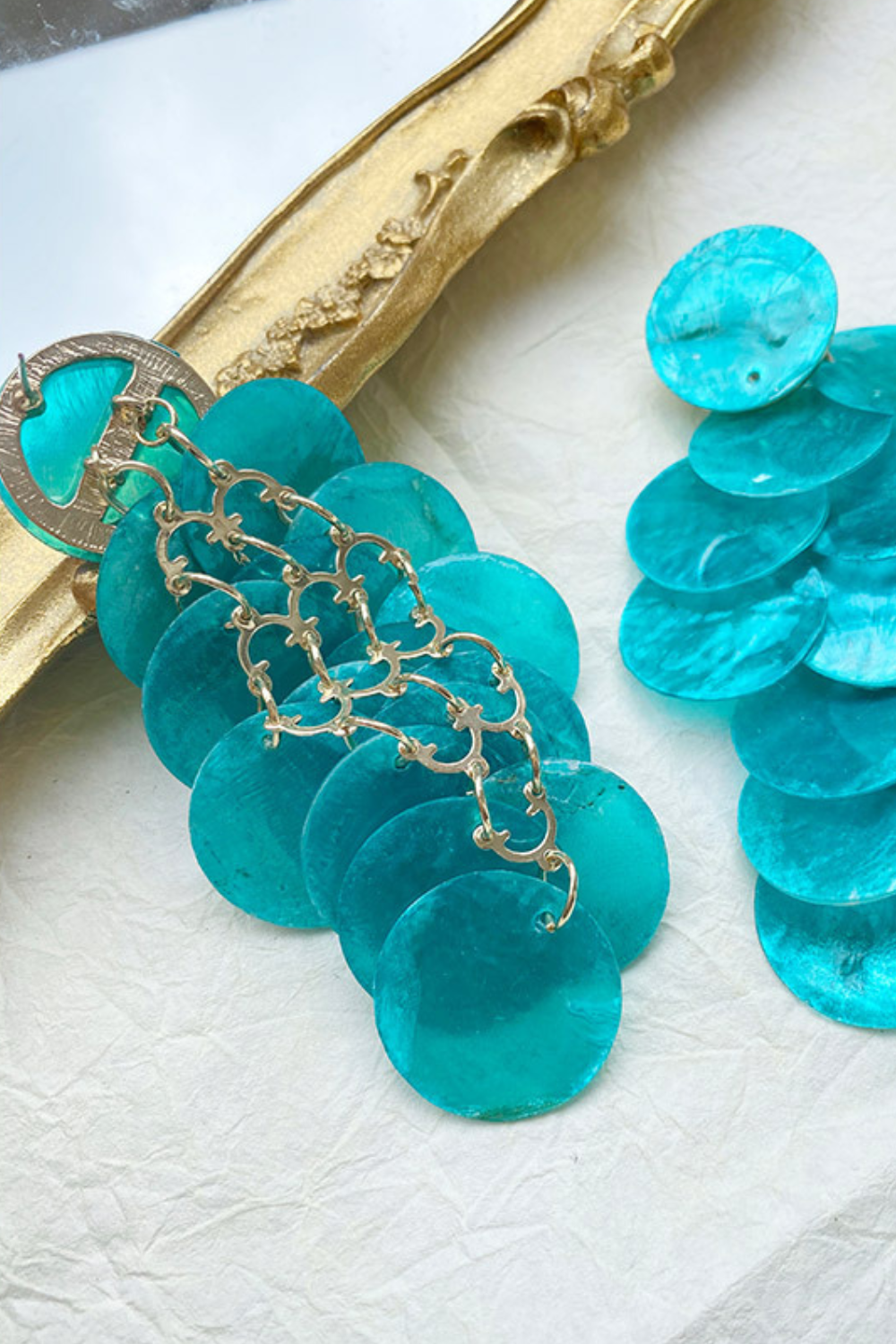 'Raira' Round Pearl Shell Drop Earrings