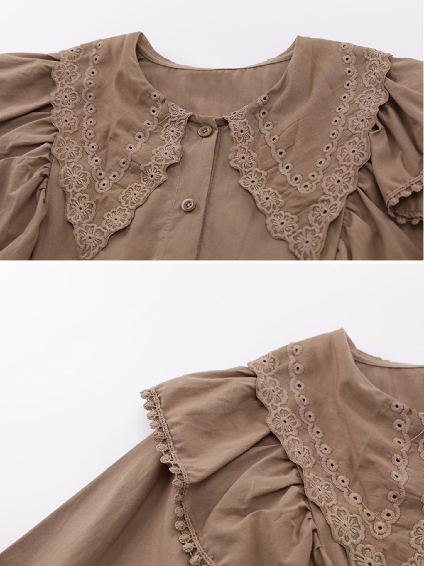 'Eden' Embroidered Ruffle Collar Shirt (2 Colors)