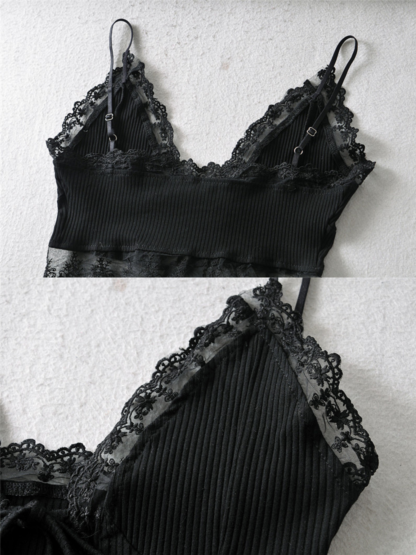 'Bessie' Lace Pleated Ribbed Tied Top